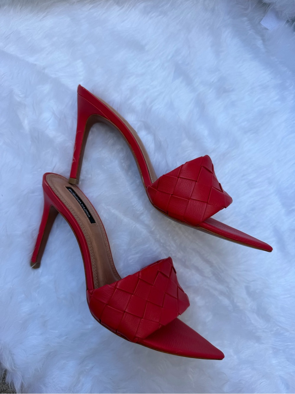 BCBGMAXAZRIA Red Woven Pointed-Toe Slide Flats - Picture 4 of 5
